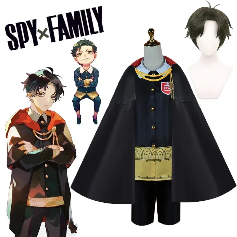 

Anime Spy X Family Damian Desmond Cosplay Costume Men Kid Cloak Wig Scholar Cape School Uniform Halloween Damian Cosplay Costume