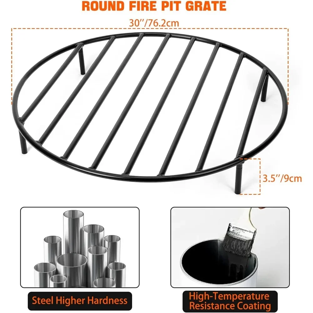 onlyfire Round Fire Pit Grate with 4 Legs for Outdoor Campfire Grill Cooking, 30 Inch outdoor fire pit  fire pit table