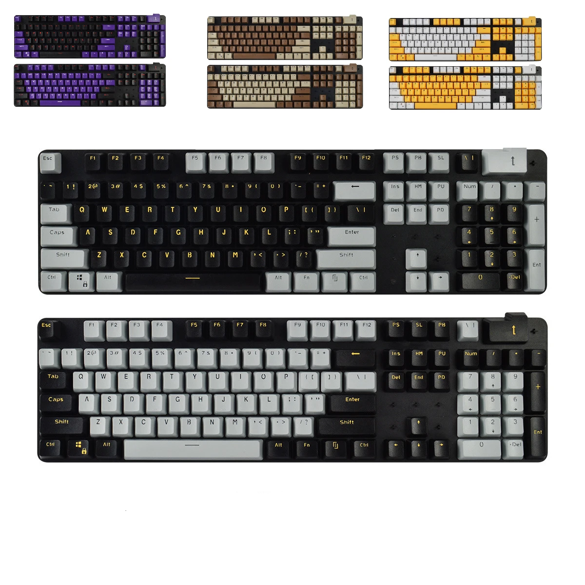 106 Key Keycaps Double Shot OEM Keycap Kit 60% for Cherry Profile MX Switch 104/87/61 Keys Gaming Mechanical Keyboar White Black