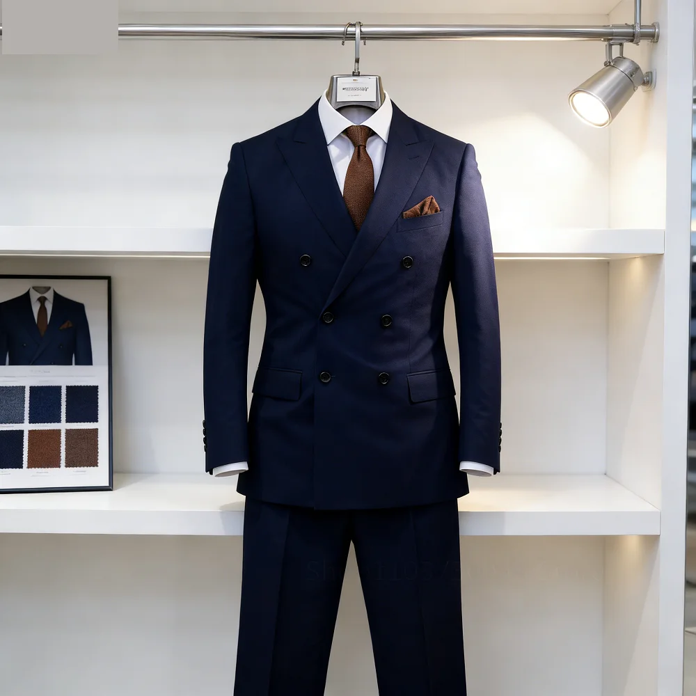 

Men's Peak Lapel Blazer And Pants Set Formal Business Tuxedo Wedding Groom Monochromatic New Fashion 2 Piece Suit