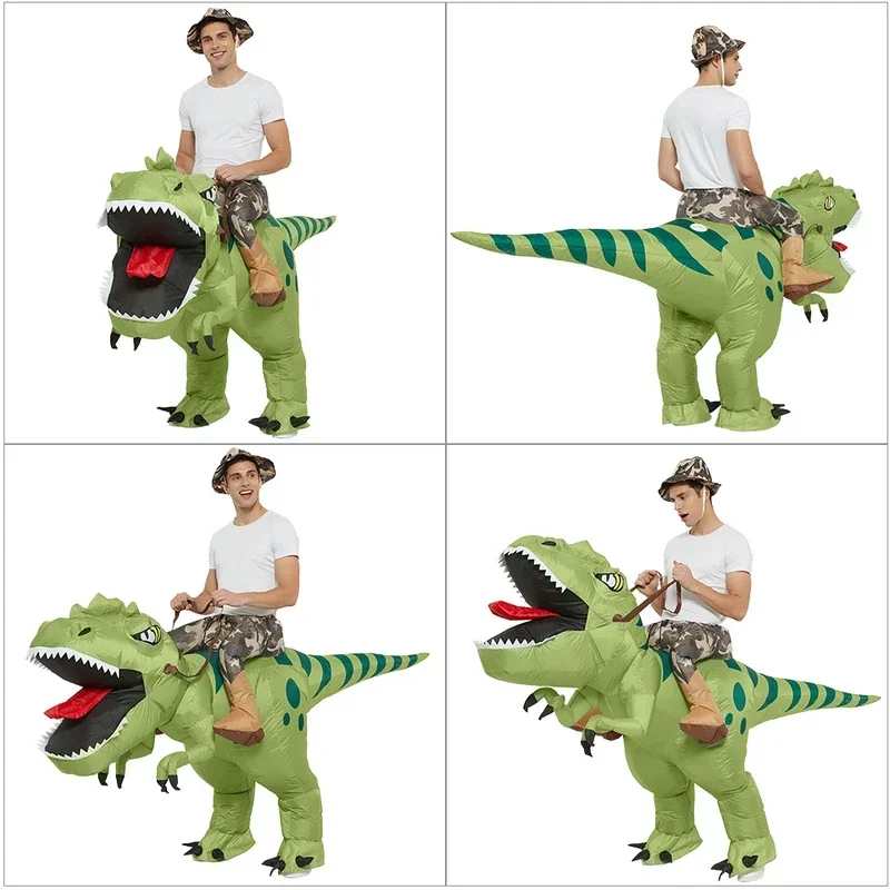 Costume gonfiabile per adulti Costumi di dinosauro di Halloween che cavalcano un costume cosplay mascotte divertente T Rex per uomo Dino Anime Cartoon