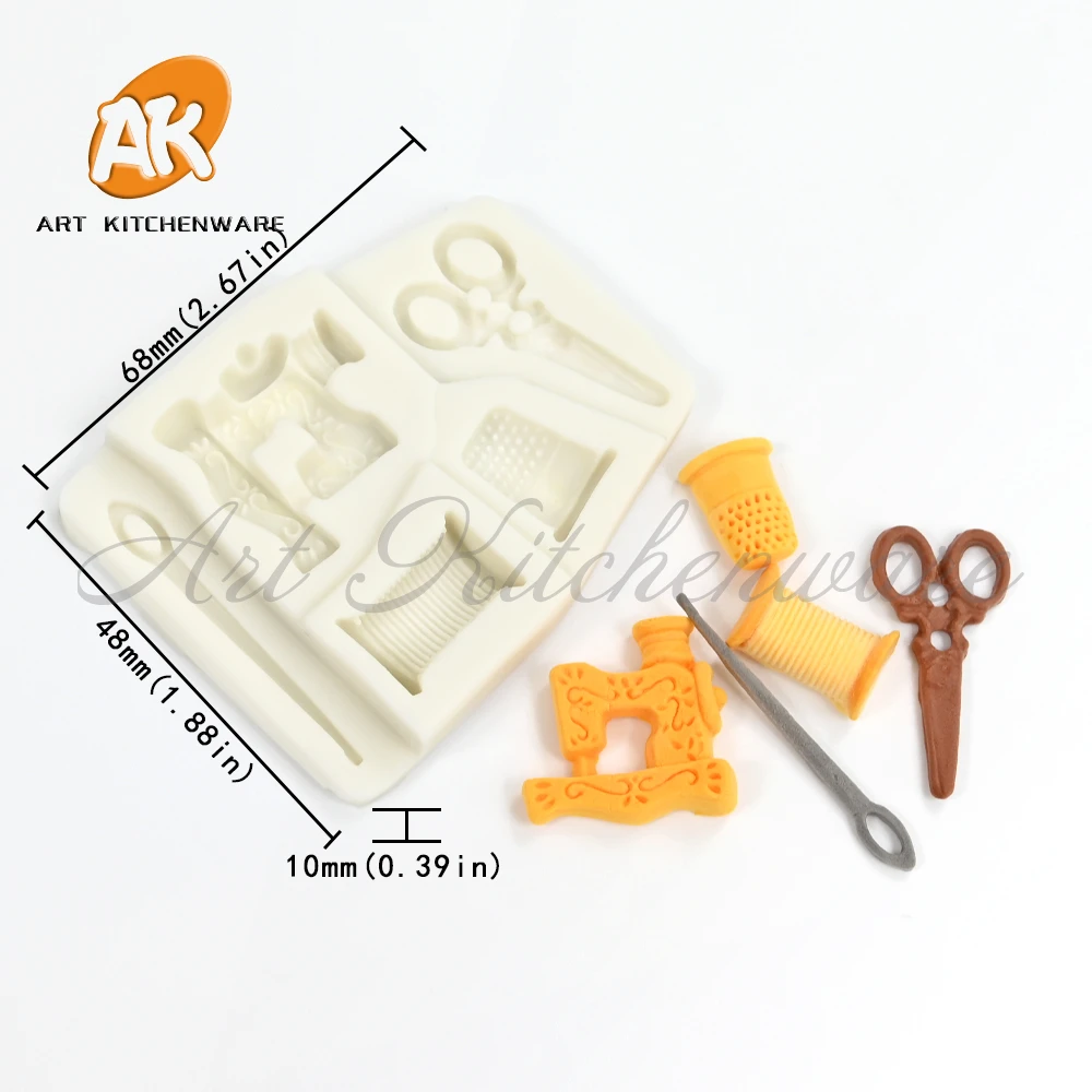 Miniature Sewing Set Silicone Mould Fondant Chocolate Molds Cake Decorating Tools DIY Resin Clay Mold Kitchen Baking Accessories