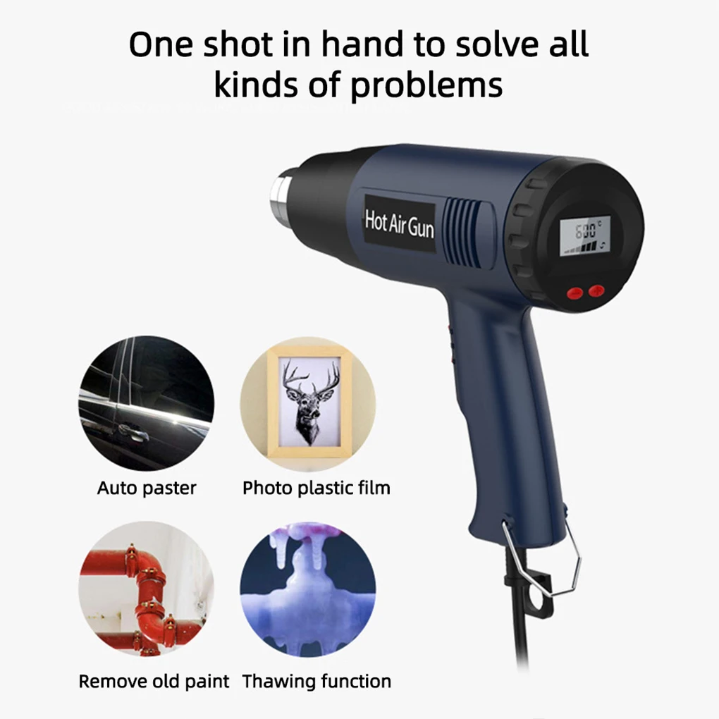 Multifunction Portable Heat Gun 2000W Professional Hot Air Gun Adjustable Temperature Control Stepless Temperature Regulation