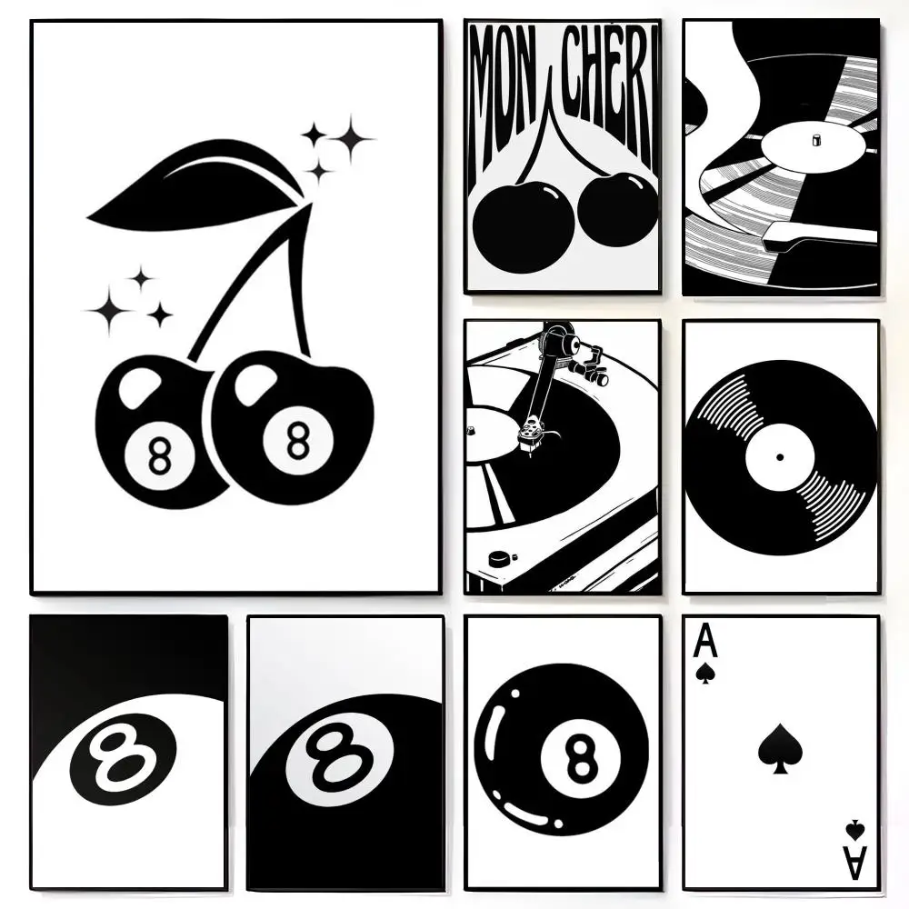Black And White Billiards Hall line Art Poster American Film Mural Home Childrens Room Wall Decor Print