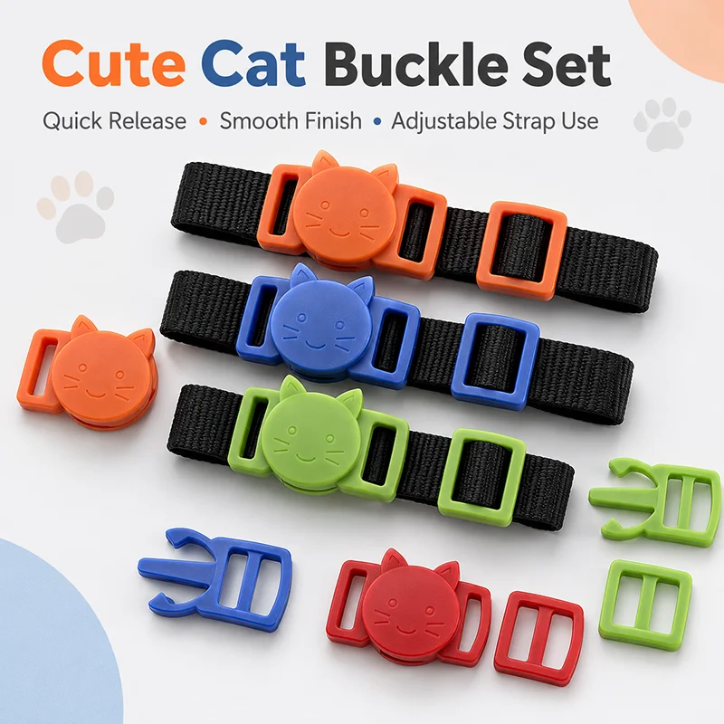 20/50Sets 10mm Plastic Quick Side Release Buckles Tri Glide Slider Safety Clasp for Pet Collar Strap Adjust Accessories Kit Set