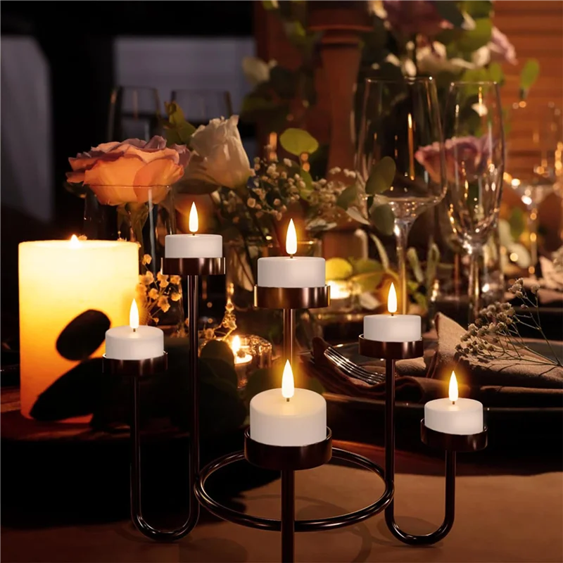 IALJ-Rechargeable Tea Lights Candles, 48 Pcs Rechargeable Candles With Remote Charging Base, LED Flameless Candles