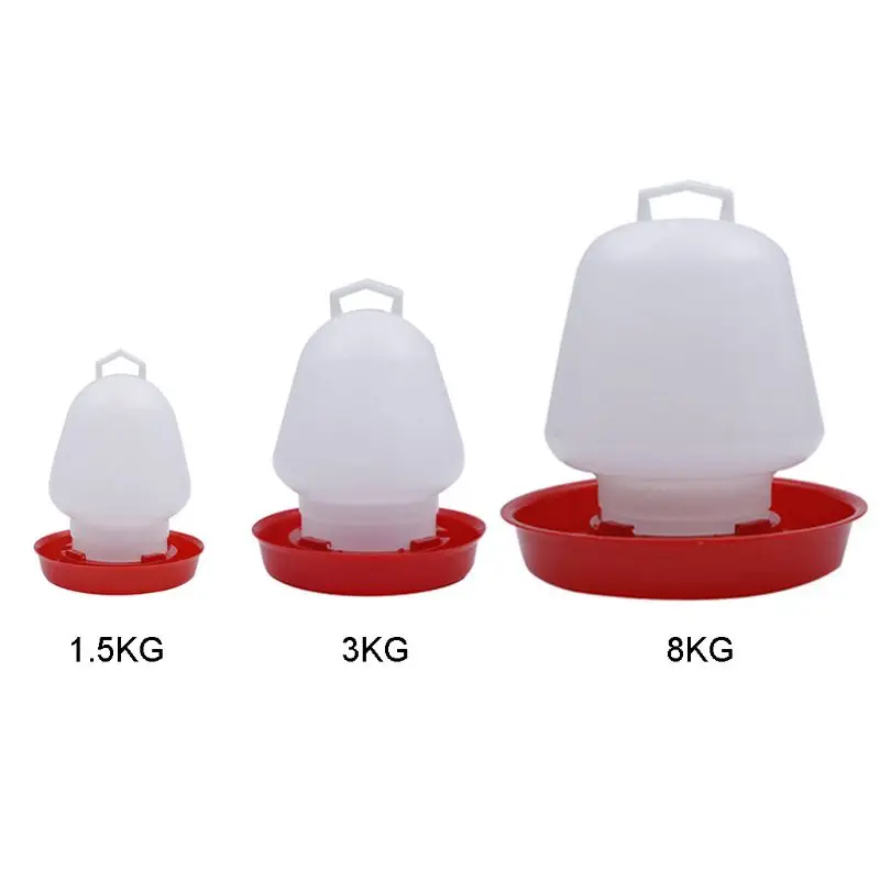 67JE Automatic Chick Waterer Hanging Chicken Water Feeder Durable Plastic Poultry Drinker 1.5L 3L 8L Watering Supplies