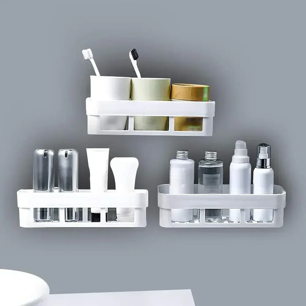 3pcs wall-mounted cosmetic storage box bathroom storage rack multi-functional storage box no punching self-adhesive storage rack