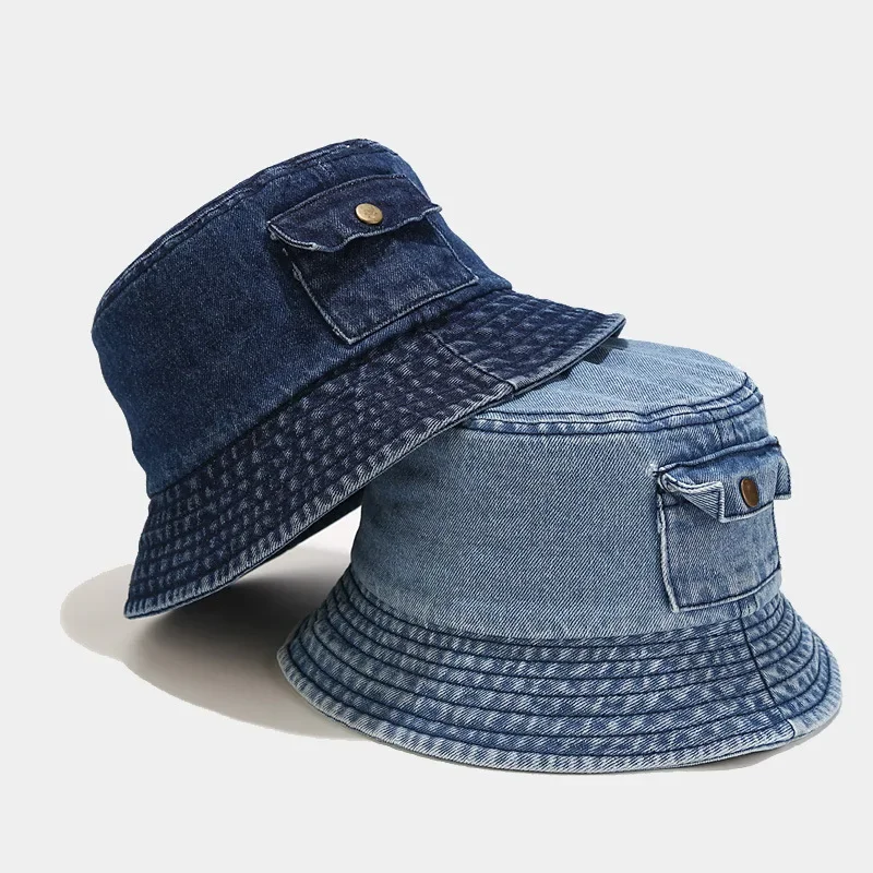 Brand Oohmy Cotton Denim Bucket Hat Men Women Trendy Lightweight Outdoor Hot Fun Summer Beach Vacation Getaway Headwear Cap