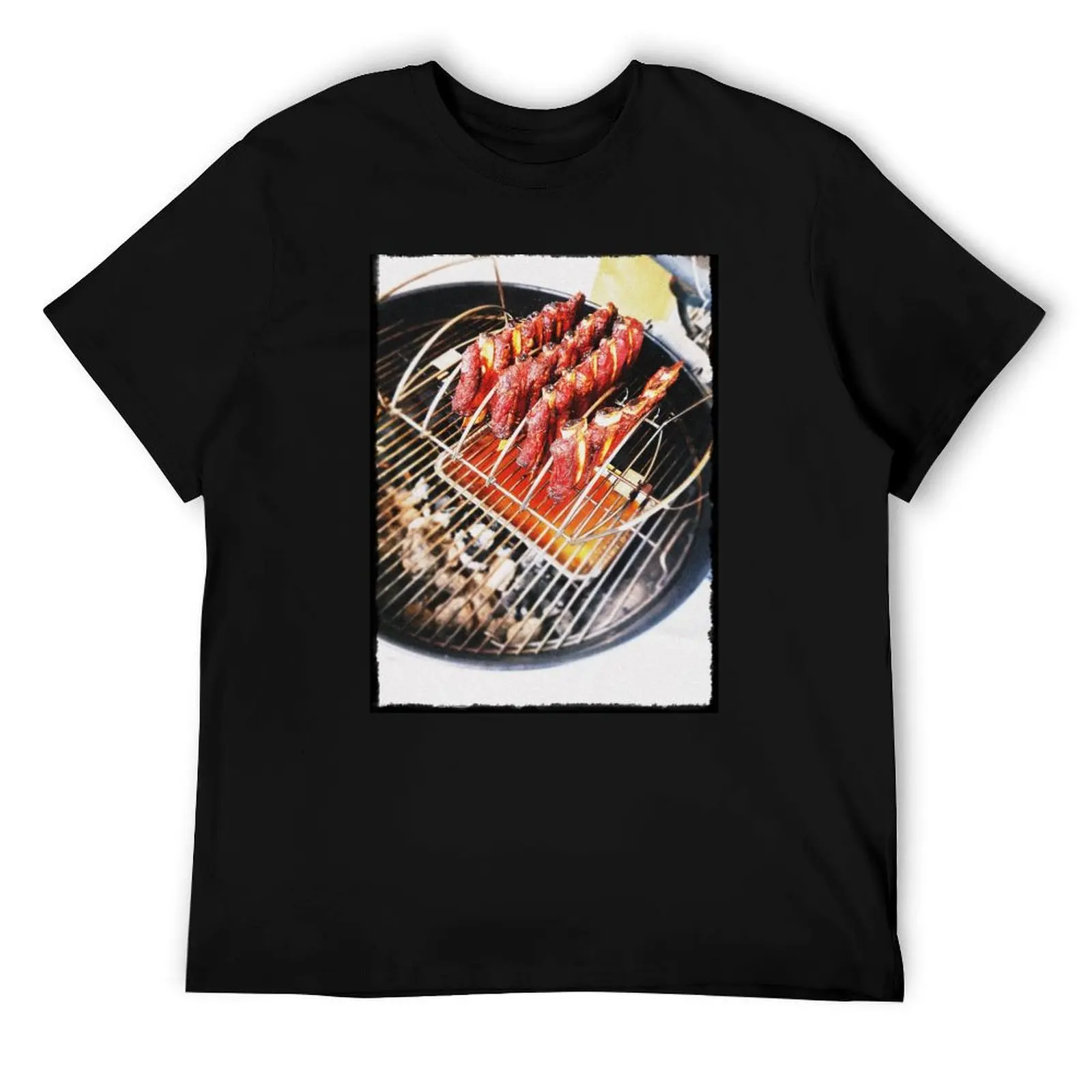 

Футболка BBQ Ribs, мужские футболки, белые футболки для мужчин, облегающие футболки для мужчин, хлопковая футболка