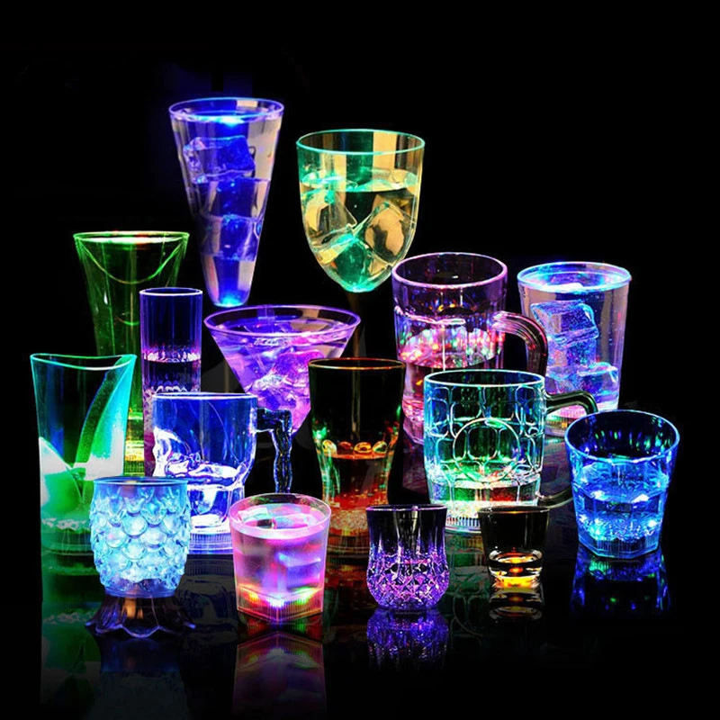 

Flash Light Up Cups Sensor Shorts Glasses Fun Cup LED Drinking Blinking Barware for Bar Night Club Birthday Christmas Party