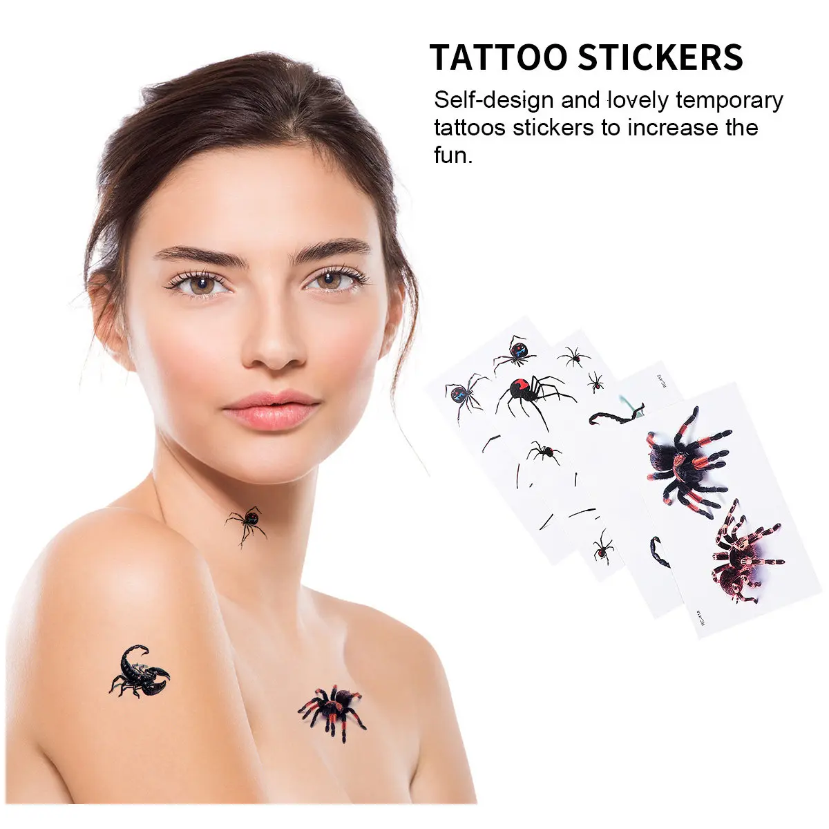 

20 листов водонепроницаемых временных татуировок с пауками, наклейки для тела для взрослых и детей, для вечеринок, Хэллоуина, безопасные, экологичные