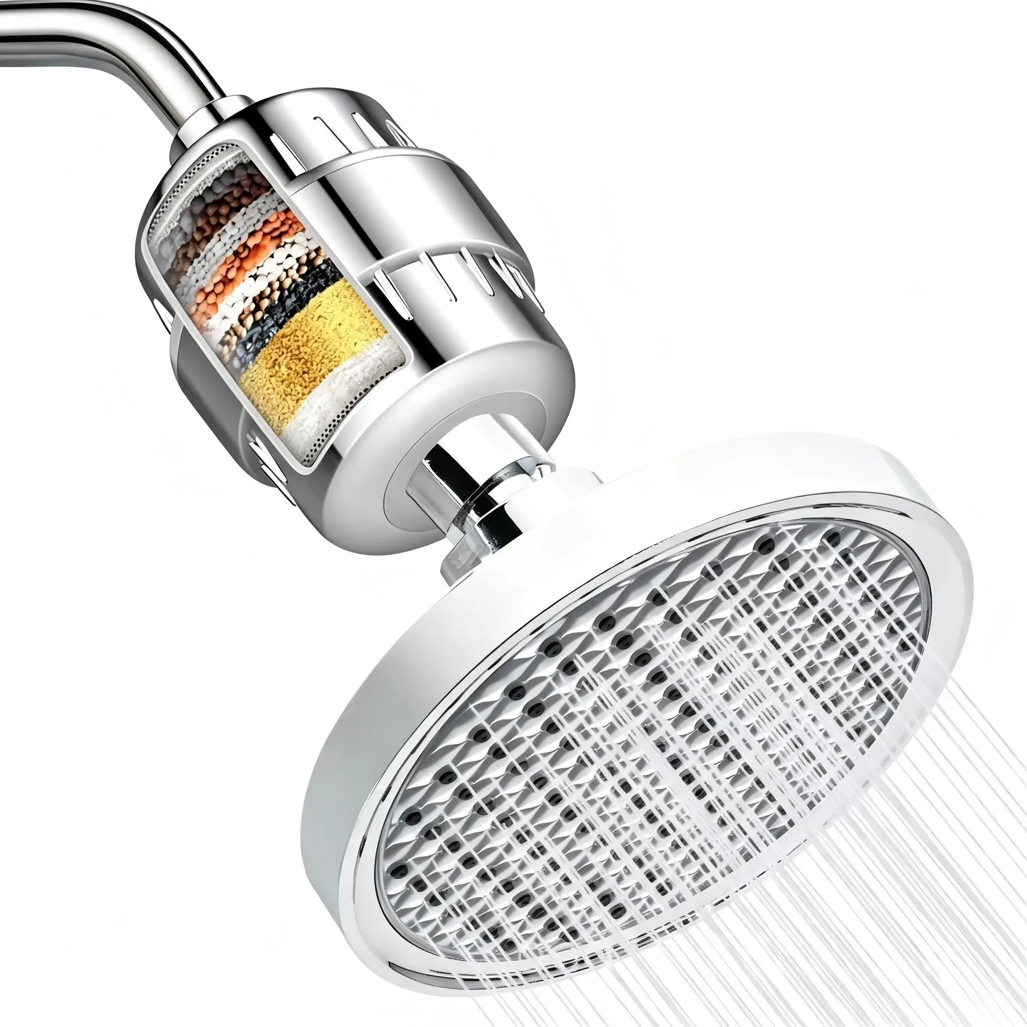 15-Stage Filtration Shower Filter & High Pressure Shower Head Combo, Hard Water Softener, Reduces Chlorine for Better Skin & Hai