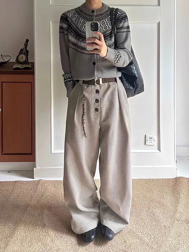 メンズ秋ルーズフィットパンツナイフストレートレッグカジュアルパンツボタン留め快適な柔らかい生地ファイオンブランド