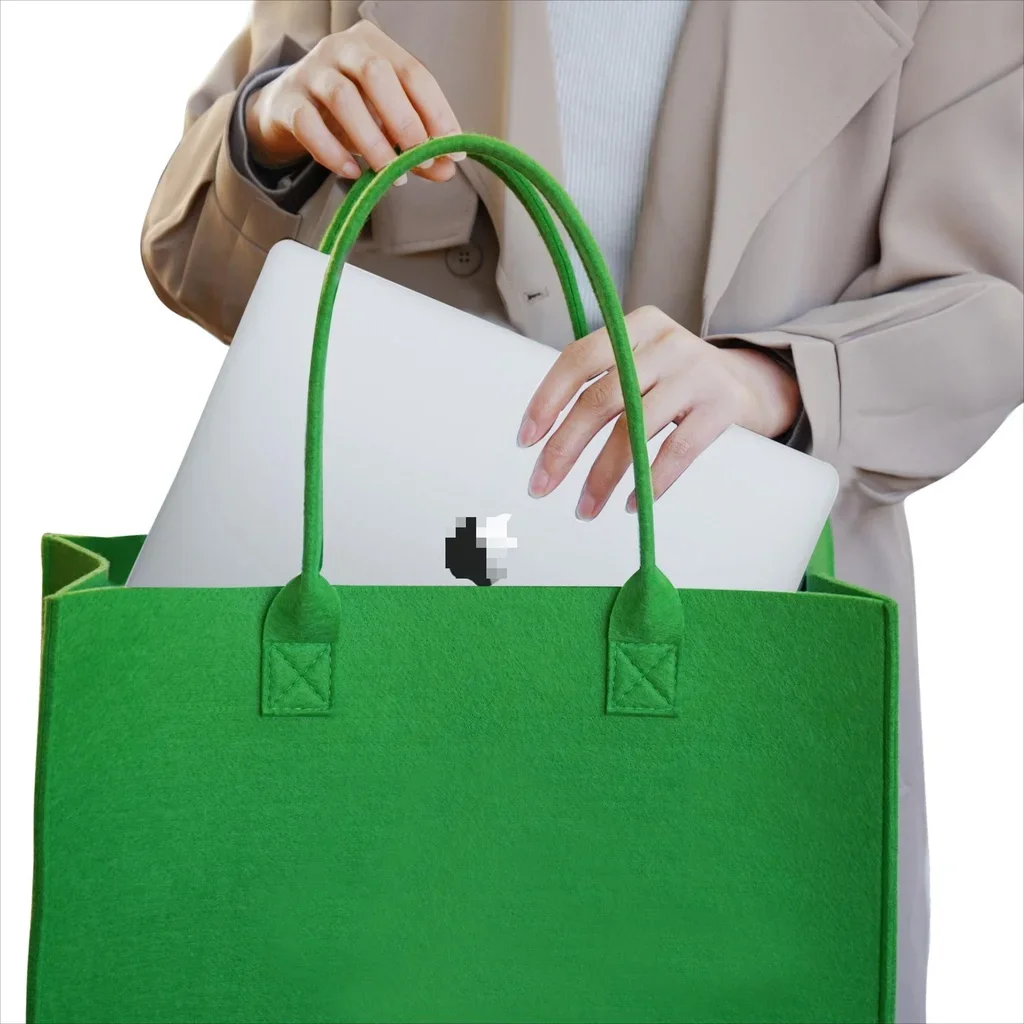 Women Felt Tote Bag Shoppers Bag Storage Organizer Reusable Grocery Bag  Handbags