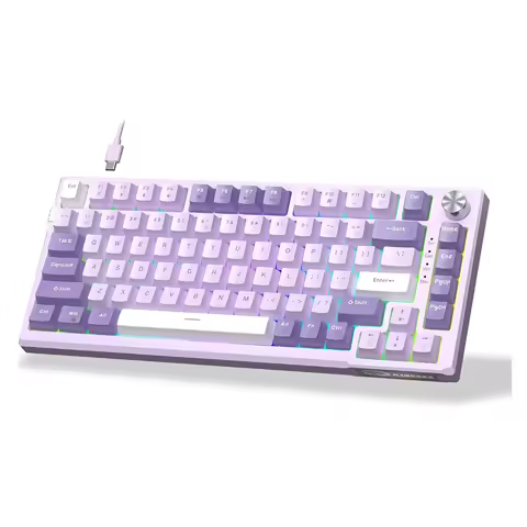 MageGee SKY81 75% Mechanical Gaming Keyboard, RGB Hot Swappable Wired Custom Creamy Keyboards with 5-Layer Sound Dampening, Knob