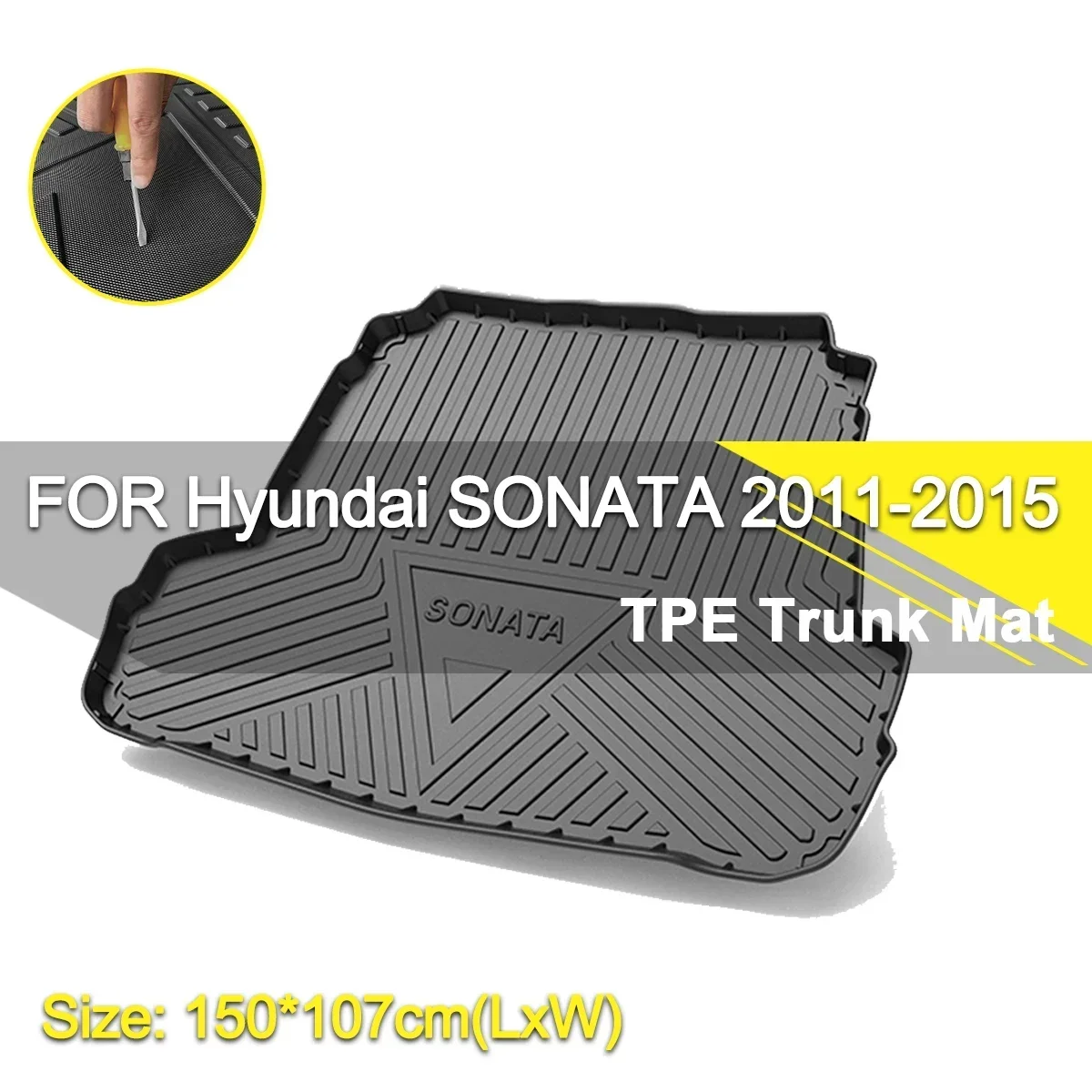 

Car Rear Trunk Cover Mat Waterproof Non-Slip Rubber TPE Cargo Liner Accessories For Hyundai Sonata 2011-2015