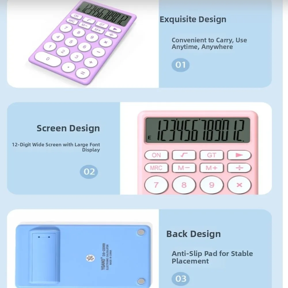 Large Screen Cartoon Calculator Portable Lightweight Handheld Calculator Compact Size Ergonomic Shape Desktop Calculator