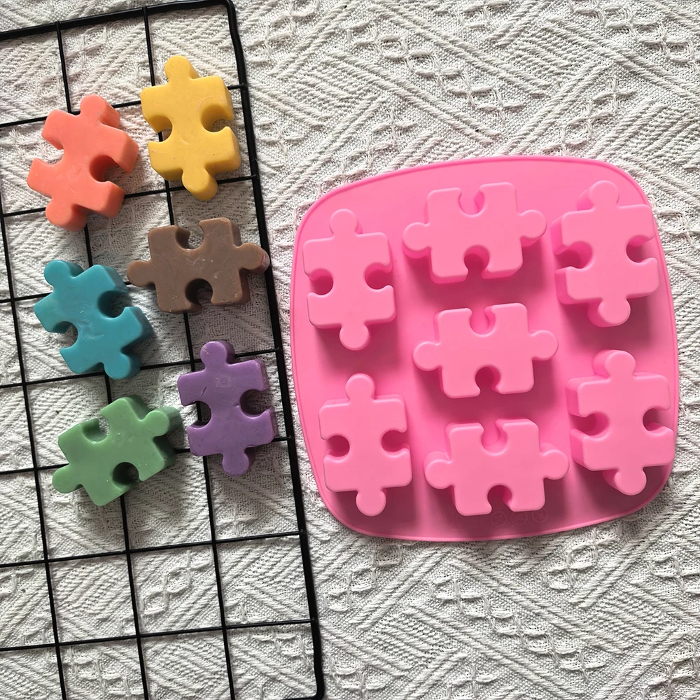1pc molde de silicone em forma de quebra-cabeça criativo, perfeito para bolos, sobremesas, geléias, cubos de gelo, ferramentas de cozimento, etc.