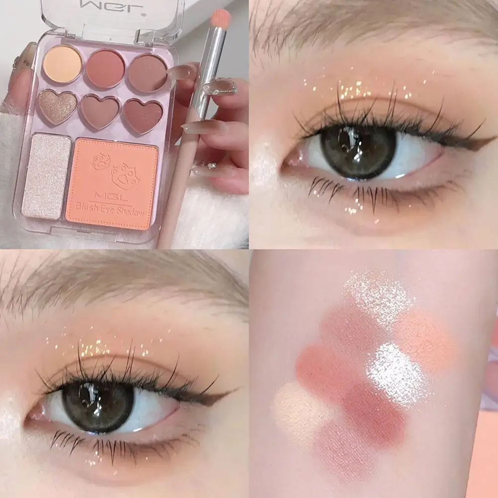 Sweet Heart Powder Blusher Eyeshadow Palette Blush Palette Highlights Makeup Brown Caramel Powder T7D0