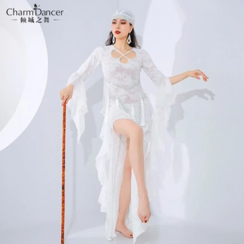 فستان Saidi ملابس الرقص الشعبي للنساء ملابس رقص البطن الفاخرة الأزهار الدانتيل مرحلة الأداء ارتداء أسود أبيض أخضر 2025 #3