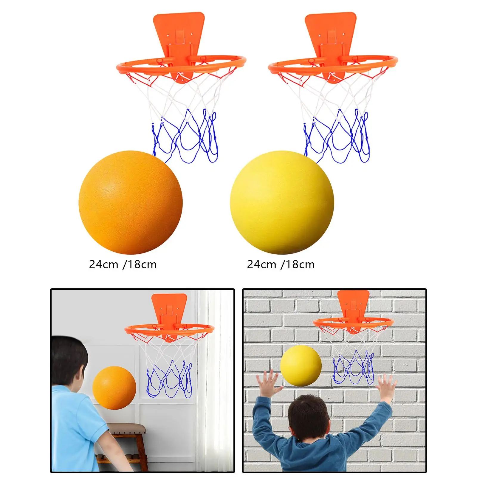 Silent Basketball with Hoop for Various Indoor Activities Soft High Density Foam Ball Easy to Grip Indoor Quiet Training Ball