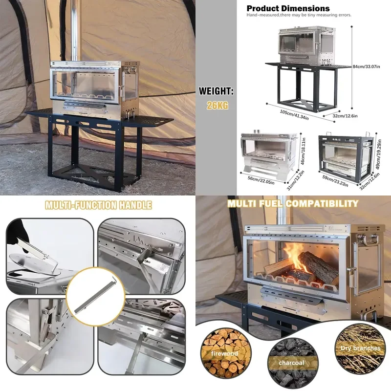 INBESTCAMP Bell Preparedness Tipi Outdoor Large Winter Canvas Festival Burner Bulk Furnace Wood hot Tent Stove