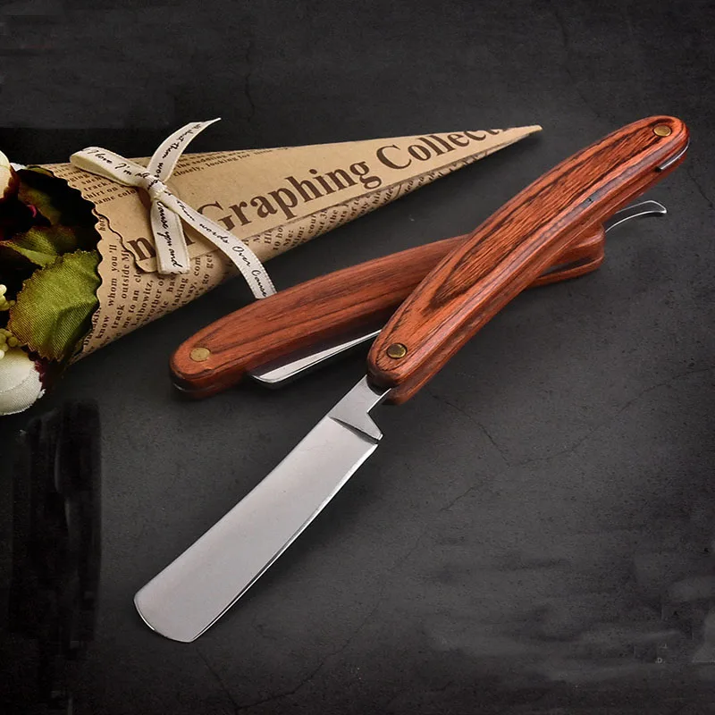 

S01 Парикмахерская мужская бритва с цветной деревянной ручкой, старомодная ручная высококачественная бритва для гладкого удаления волос на лице