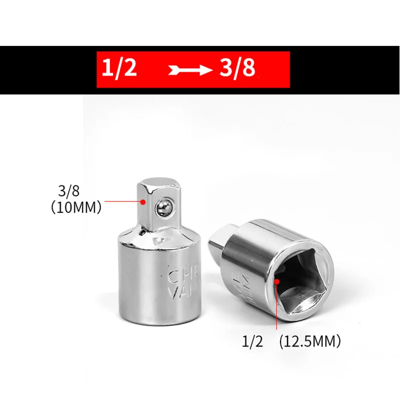 Adaptador de soquete adaptador chave catraca 1/2 volante grande 3/8 volante médio 1/4 volante pequeno adaptador de aço cromo vanádio