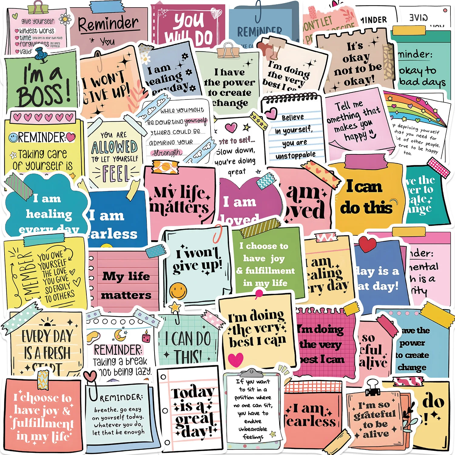 50 قطعة كلمات ملهمة الكتابة على الجدران ملصقات صناعة يدوية ، تحفيزية إقتباس ملصقات مقاومة للماء للبالغين ، شارات لوح التزلج المحمول #1