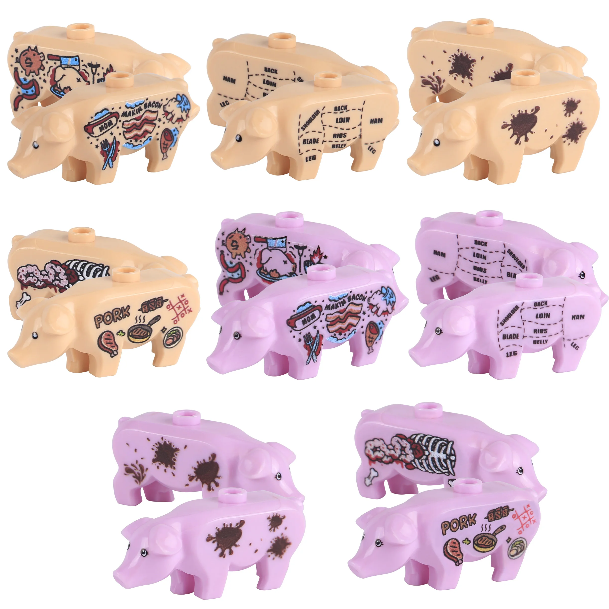 

MOC грязевая точка, свинья, животные, строительные блоки, ферма, свинья, мясные изделия, свиные аксессуары, кирпичи, игрушки