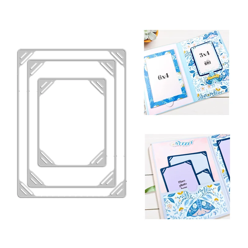 

New DIY The Place Photo Here Die Set Metal Cutting Dies for Scrapbooking Paper Making Background Frame Card Craft Crafts