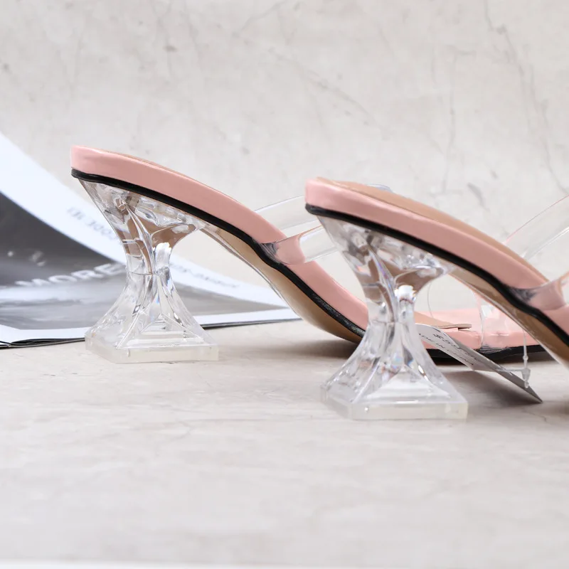 2022 New Summer Plus Size 42 Transparent Thin Strap Woman Shoes High Heels Sexy Open-toed Women Sandals Slipper Women