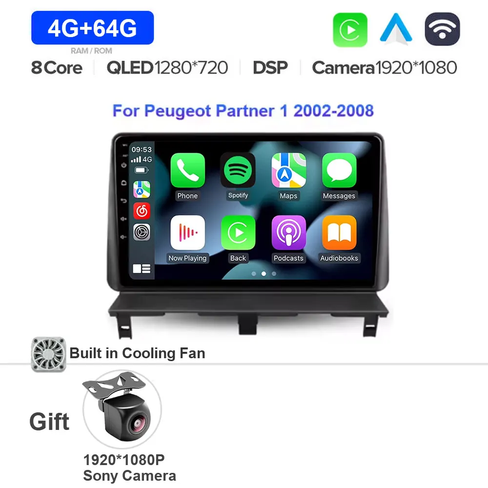Android 15 Voor Peugeot Partner 1 2002 - 2011 Autoradio Multimedia Stereo Video Player met Carplay 4G BT