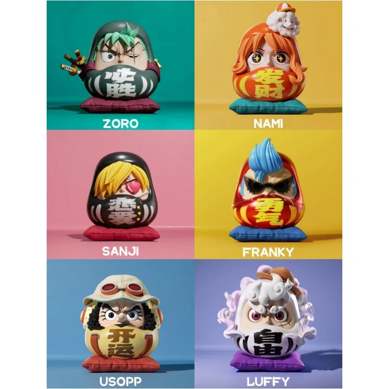 6 cm Q-version One Piece Anime Figur Nika Luffy Zoro Sanji Nami Cos Super Dharma Figur PVC Statue Modell spielzeug Auto Ornamente