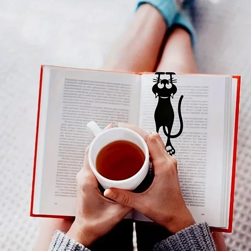 1-5PCS Kawaii Black Cat Bookmarks for Books 3D Plastic Stereo Animal Book Mark for Student Teacher's Gifts Creative Stationery