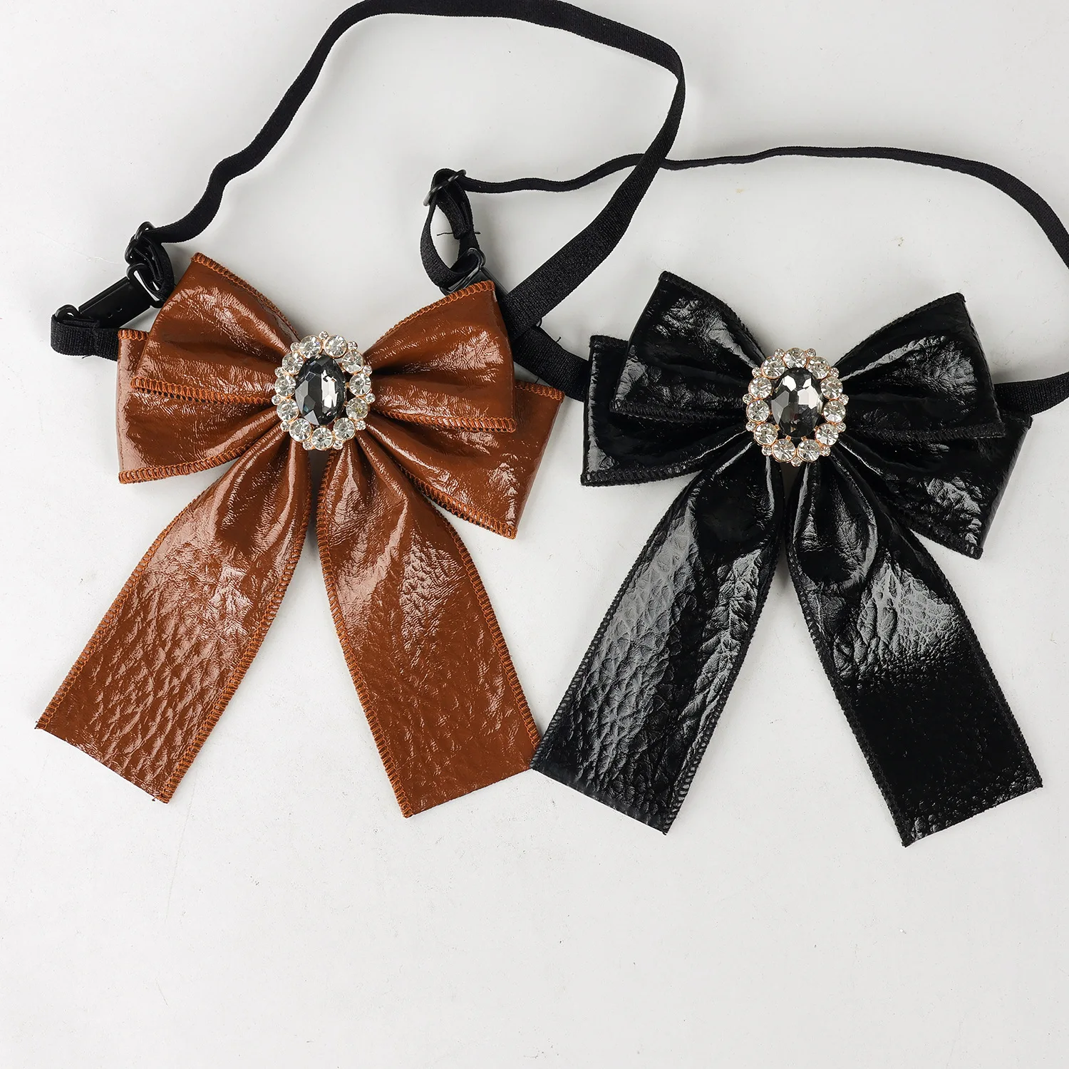 Women's Bow Tie Rhinestone Crystal Elegant Luxury Neck Tie For Men Accessorries Faux Leather Bowtie For Women Evening Party Gift