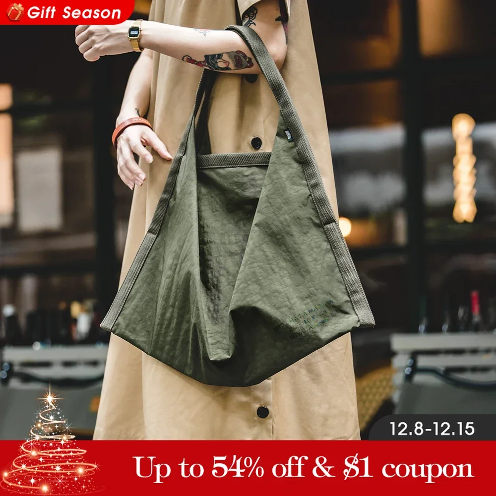 Maden Casual Large-capacity Waterproof Handbag Commuter Tote Bag Retro Olive Green Computer Messenger Bag for Women