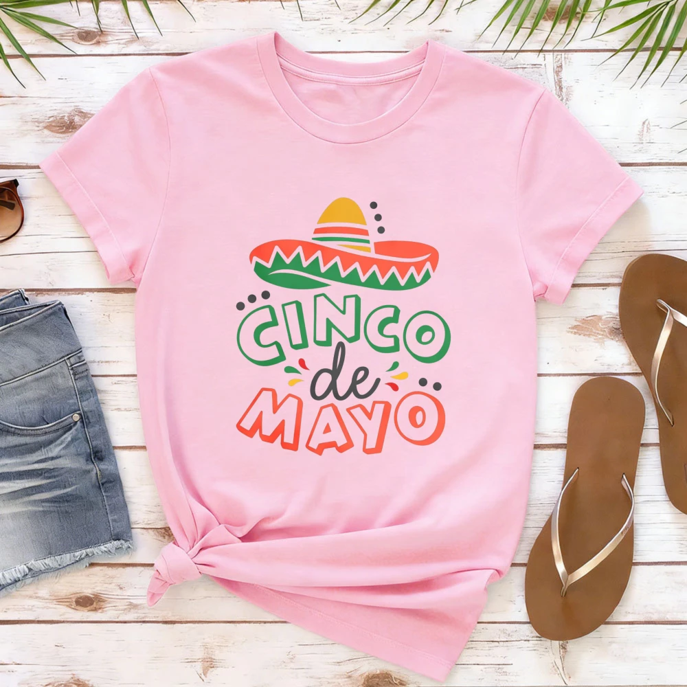 Retro Cinco De Mayo Fiesta Shirt Sombrero Mexican Tees Short-sleeved Tees Fashion Women Clothes Mexican Lover T Shirt