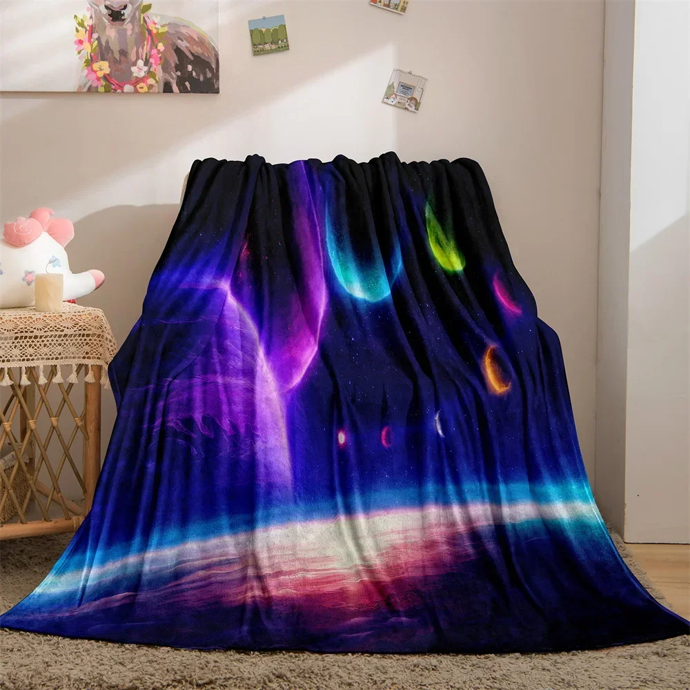 Galaxy Blanket Star Throws Planet Space Gift for Boy Girl Colorful Soft Lightweight Flannel Fleece Blankets Purple for Bed Couch