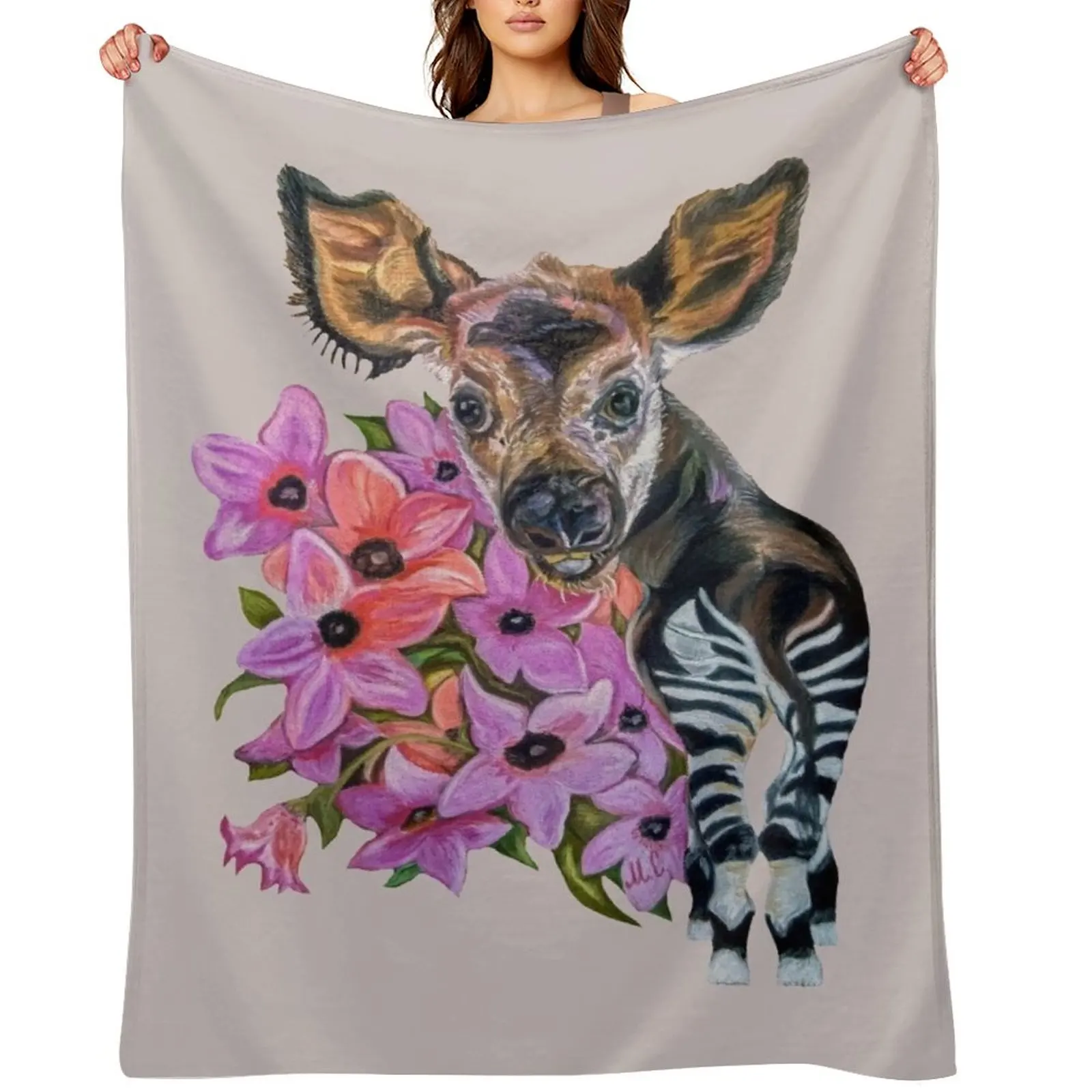 

Baby Okapi Throw Blanket Cute Stuffeds Hair Personalized Gift Blankets