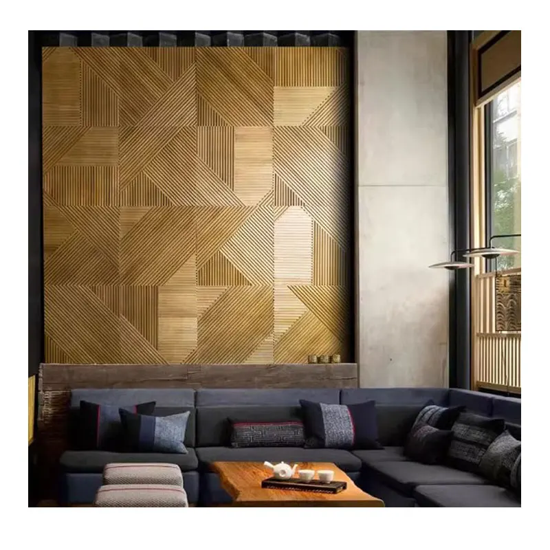 3D Wave Shingle Panel Interior Wall Mosaic Tile Pattern Wall Background 3d Triangle Solid Wood Mosaic Tile Art Wall Decoration E