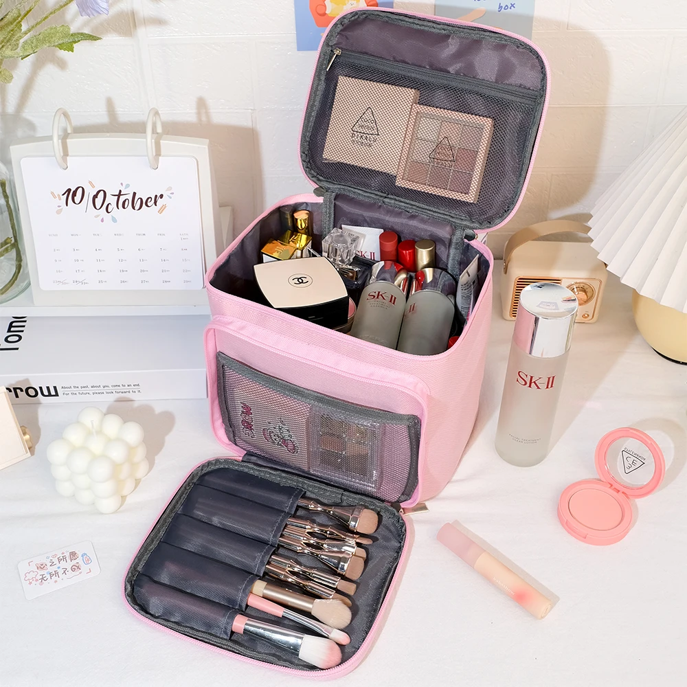 Cartoon Kawaii Makeup Bag Portable Travel Wash Bag Storage Large Toiletry Bag Huge Storage Box Cosmetic Bag Organizer