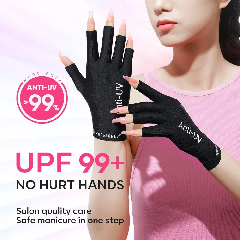 Modelones UV Light for Gel Nails with Gloves, 48 W Nail Dryer with 3 Timer Settings, Lamps for Gel Polish, Professional UPF99+ U