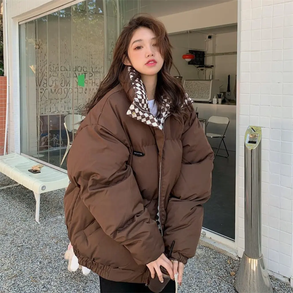

Women's Korean Style Thickened Bread Coat Cotton down Outerwear Small Stand Collar Short Winter Clothing Large Size