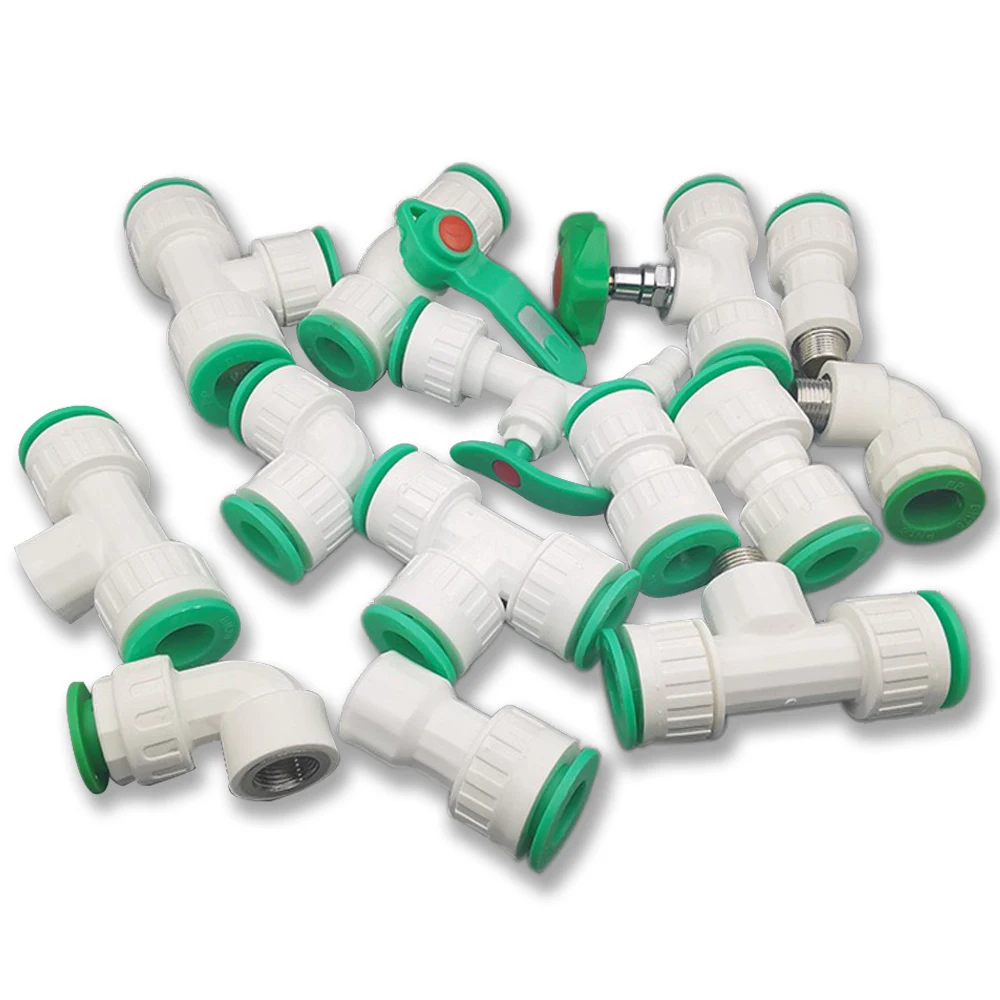 20mm PE PVC PPR Water Pipes Valve Quick Connector Tee Elbow Direct Hot Melt Free Connector Variable Diameter Garden Irrigation