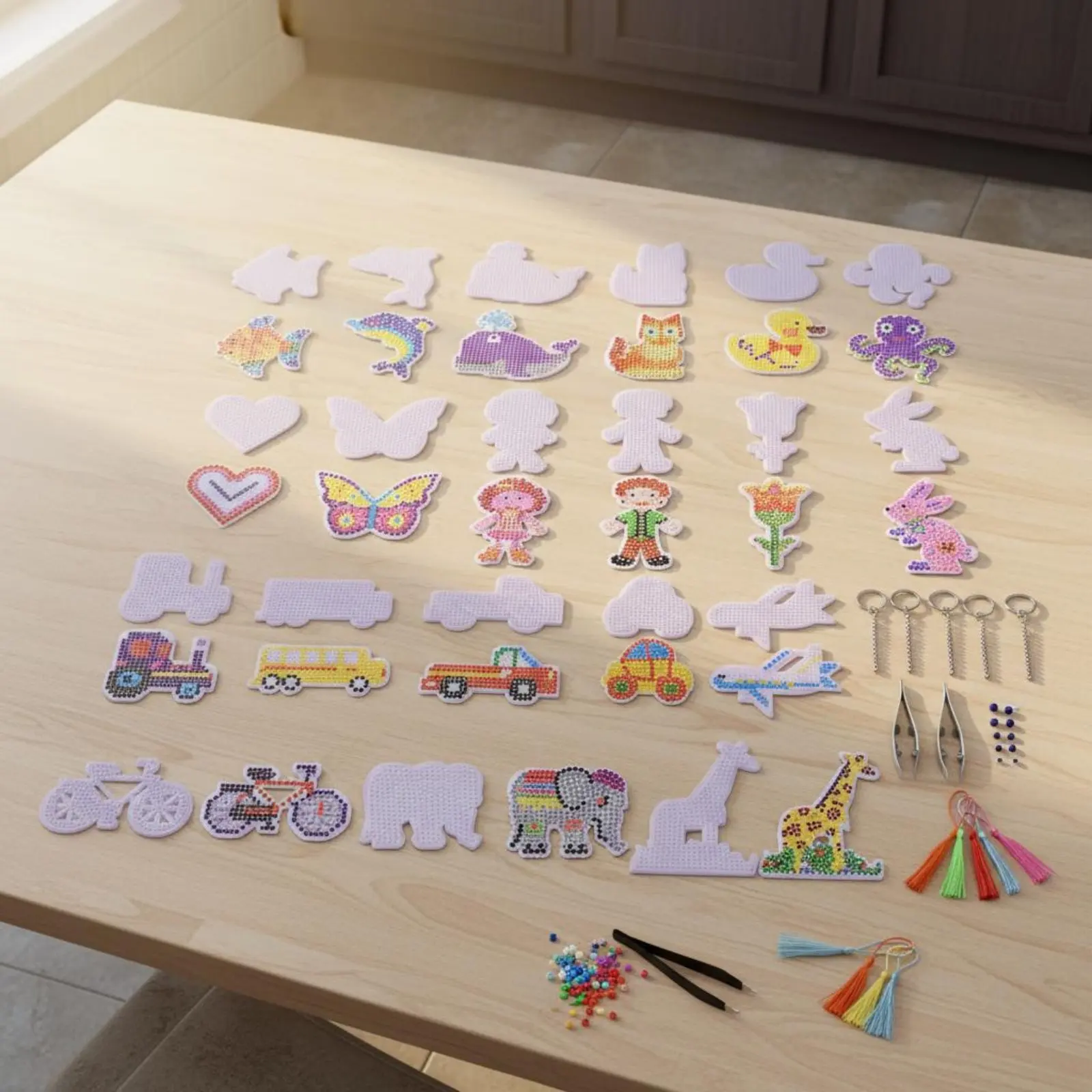 20 Pieces 5mm Fuse Bead Template Set Creative Fun Creature and Vehicle Bead Designs Plastic Pegboard Kit for School Crafts