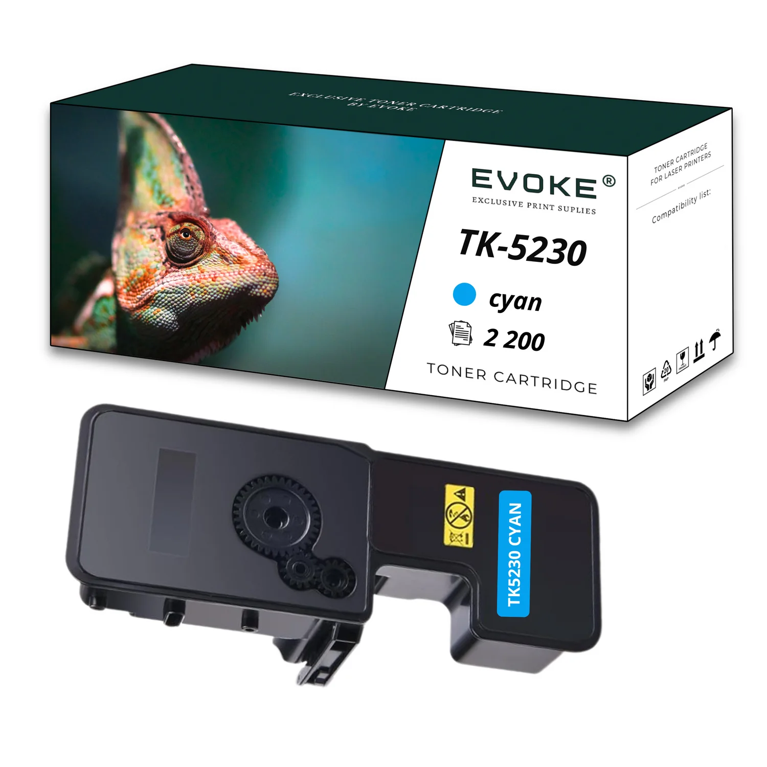 Evoke compatibele toner voor Kyocera Tk-5230C Tk5230C Tk-5230 Tk5230 cyaan 2200 pagina's P5021Cdn P5021Cdw M5521Cdn M5521Cdw