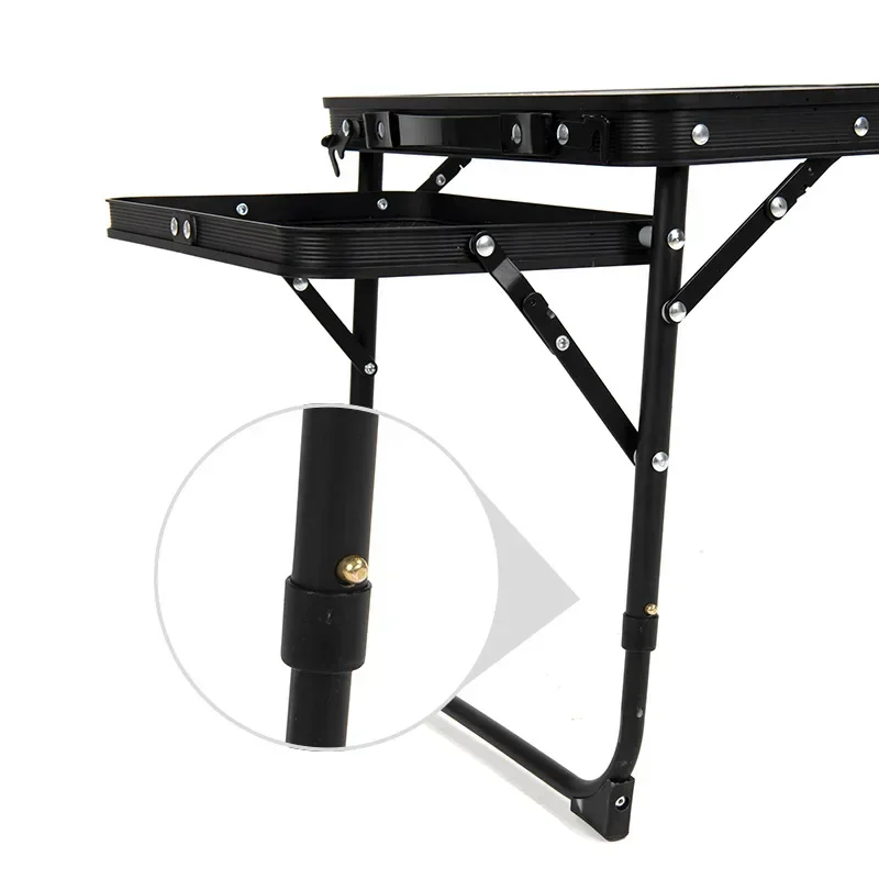 Outdoor Camping Table with Iron Mesh Folding Table Portable Camping Table Swith Lifting Shelf Aluminum Alloy Dining Tables