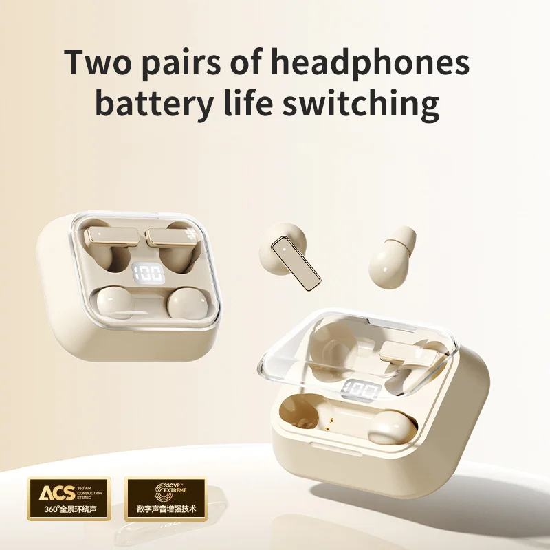 TWS Wireless Bluetooth Headphones for Two In-ear Earbuds And Sleep Earbuds Bluetooth 6.0 Power Display Listen Music Headphone